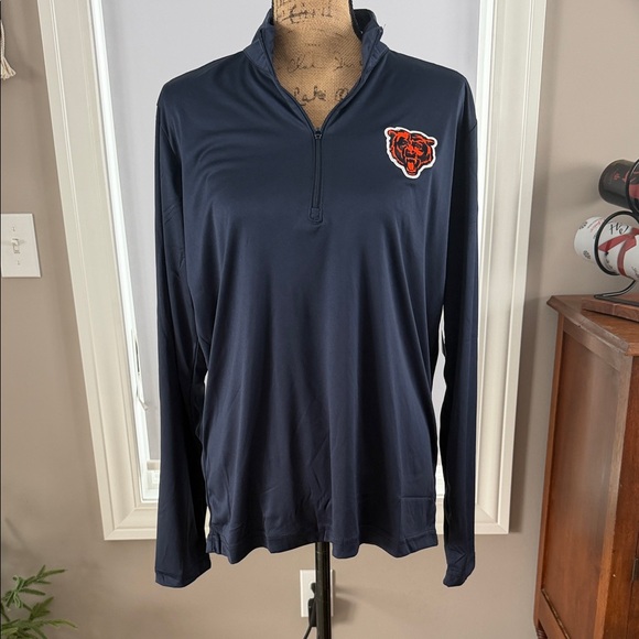 A Apparel Other - Chicago Bears Navy Quarter Zip Long Sleeve Shirt with Logo Unisex Medium